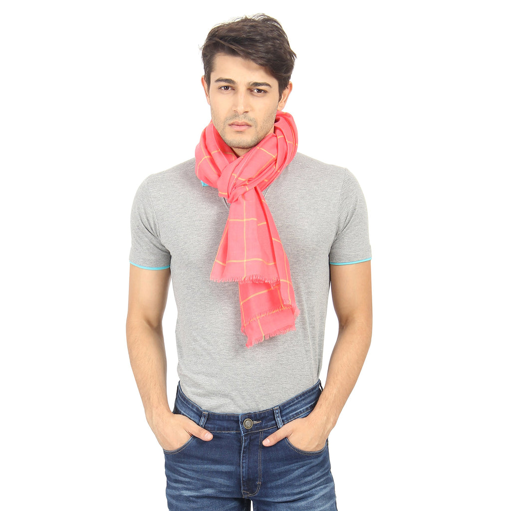 FabSeasons Pink Chexs Cotton Scarf, Scarves, Stole and Shawl for Men & Women