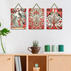 Artvibes Nature Theme Decoration Wooden Art Decoration Item for Living Room | Art For Wall | Wall Sculpture | Signs & Plaques | Festive Decor | Wall Illustrations | Gift Items (WH_96128N), Set of 3