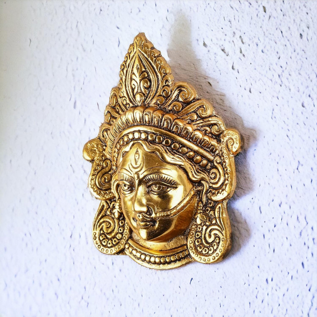 KridayKraft Durga Maa Face,Shero vali ma Metal face for Navratri Pooja,Temple Pooja,Decor Your Home & Office,Religious Idol Gift Article,Showpiece Figurines...