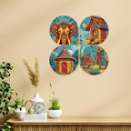 Artvibes Modern Art Decorative Wall Art MDF Wooden Wall Hanger for Home | Wood Decorative Items | Modern Decoration | Festive Decor | Aesthetic Wooden Decor | Ideal Gifts (WH_8464N), Set of 4