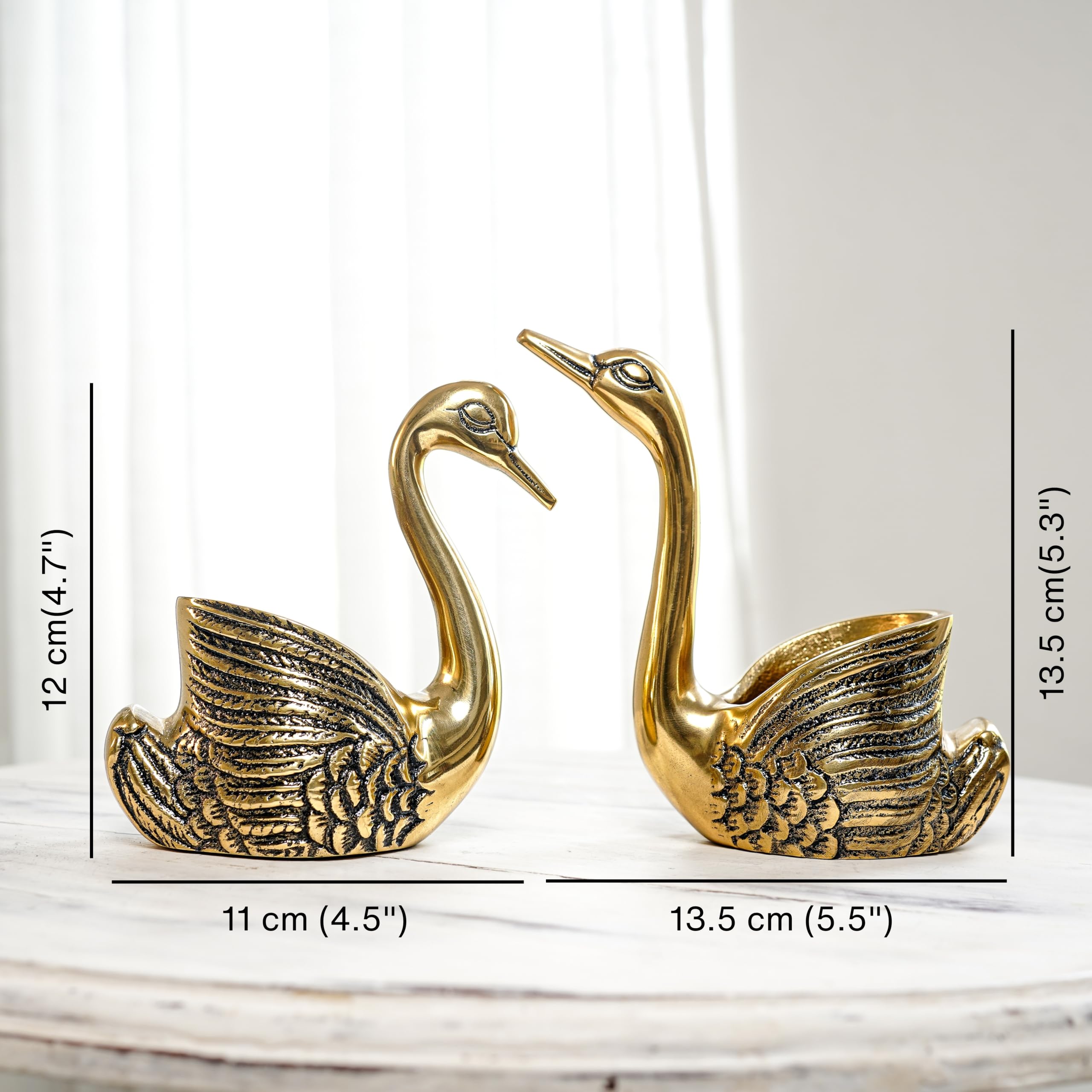 BEHOMA Set of 5 Pair Metal Golden Swan Candle Holders with Gift Box