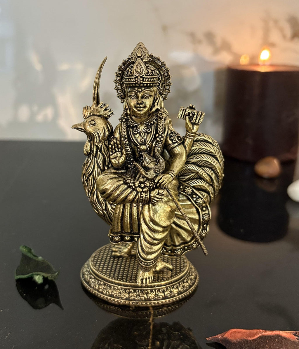SVARUP Brass Bahuchar MATA Idol Kuldevi Maa Statue for Pooja Gift Home Puja Temple Murti Height 4.5 Inch