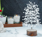 Hindcraft Clear Quartz Crystal Tree Home Decor Showpieces for Good Luck Money Crystal Tree Gift Items Office Bedroom Decor Wedding Gift, Silver Wire, 10 inch