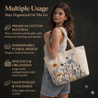 Velmora Learge Canvas Tote Bag for women with Zipper, Tote Bag for College, Office & Grocery Shopping | Cotton Tote Handbag with Inner Pocket,