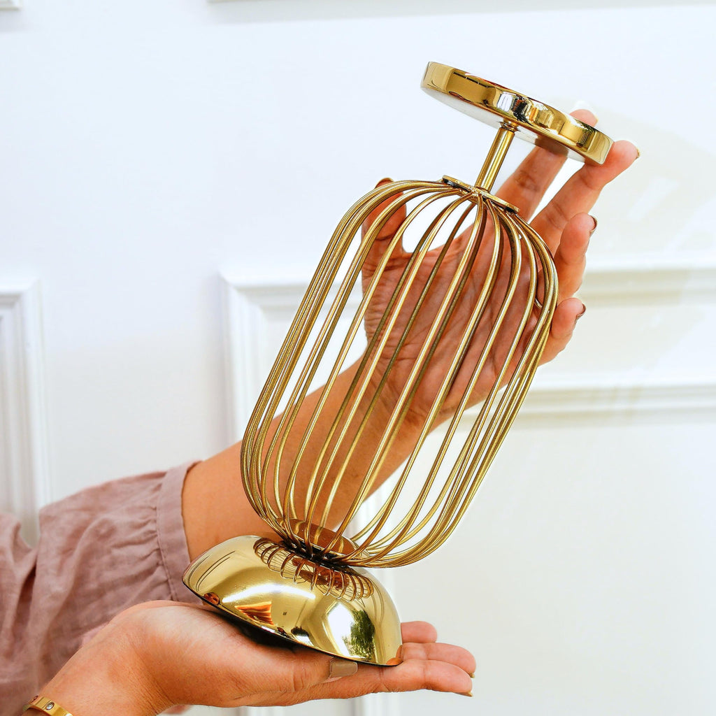 Behoma Metal Pillar Candle Holder Stand with Gold Finish - 10 Inch
