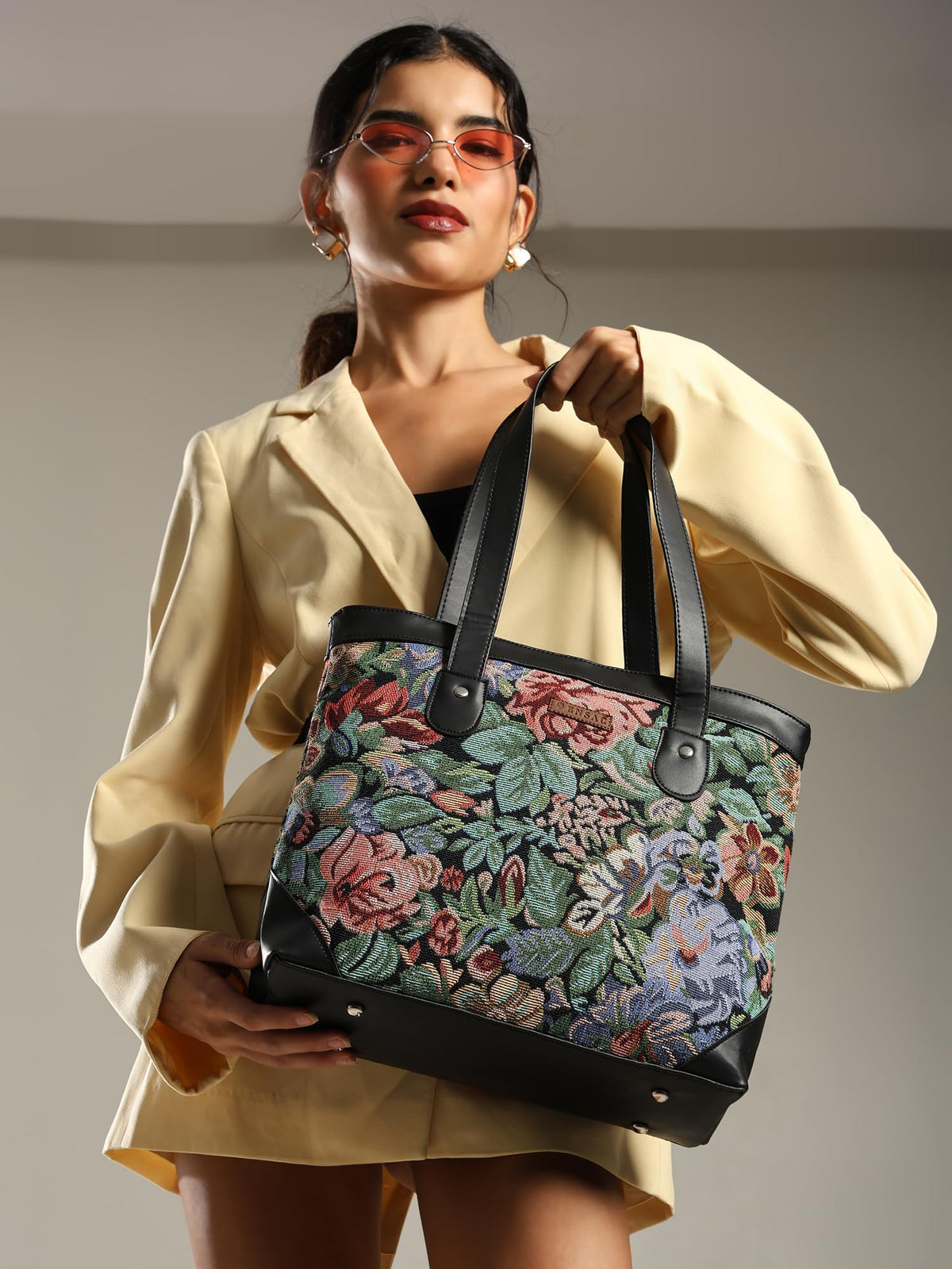 ENSAC Premium Cotton Tote Bag for Women, Stylish Handbag for women with Zip Closure | Fit for Office Bag, College, Travel Use | Handcrafted in India