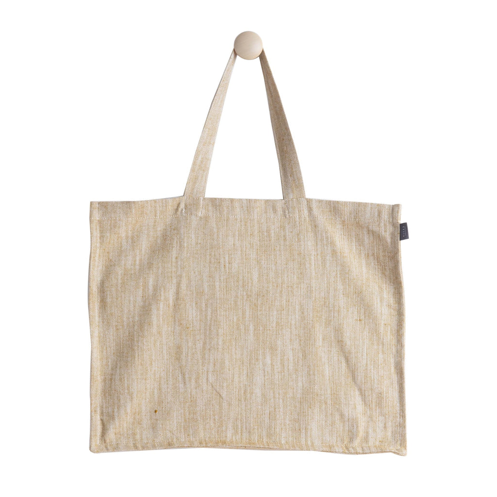 KITES CREATIONS 100% Cotton Shopping Bag, Stylish & Shoulder Tote with Inner Pocket, Perfect for Grocery, Travel, Shopping, Chambray Slub (14”x17.5”x5.5”), Set of 10 - Bronze