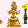 ARTVARKO Brahma JI Big Brass Murti Statue for Temple Puja Figurines Idols Gift Items Home Decoration for Living Room Home Decor Item Height 16 Inches