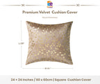 RD TREND Velvet Cushion Covers, 60 x 60 cm/24 x 24 inches,Pack of 2,250 TC, Back Zipper (Brown)