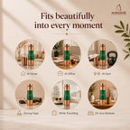 AURASHIE Pure Copper Water Bottle 1 Litre | BPA Free & Leak Proof | Copper-Infused Water | Durable & Rust Proof | Ayurveda Health Benefits - Hammered Finish (Green Grip Sleeve)