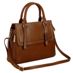 RICHSIGN LEATHER ACCESSORIES Full-Grain Natural Leather Top-Handle satchel Tote Ladies Handbags & Shoulder Sling Bags For Women Office Branded Stylish Latest Size-L-11 X H-10 x W- 5 In (TAN)