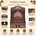 Gift Kya De Wooden Temple for Home with Storage, Step Mandir 22 x 14 x 11 Inch, Wall Mount & Tabletop Pooja Mandir, DIY Assembly Home Temple for Living Room, Office & Prayer Room
