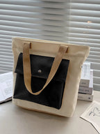 GLOWIC Large Canvas Tote Bags for Women with Zipper | Shopping Bag for Grocery, Travel, Beach | Shoulder Handbags for Women, College Bags for Girls Stylish Trendy(WBAG-34)