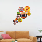 Artvibes African Tribal Dance Folk Art Round Shape MDF Wooden Wall Decor Items | Handcrafted Art | Festive Decor | Aesthetic Wooden Decor | Paintings For Wall | Ideal Gifts (WPS_127N), Set of 11