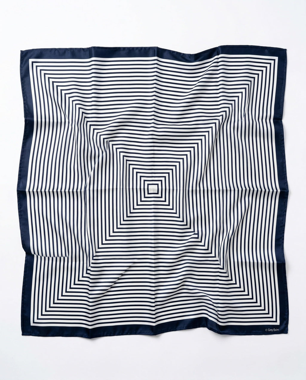Grey Exim Women’s Polyester Crepe Scarf, Navy Blue & White Striped Print, Lightweight Fashion Scarf