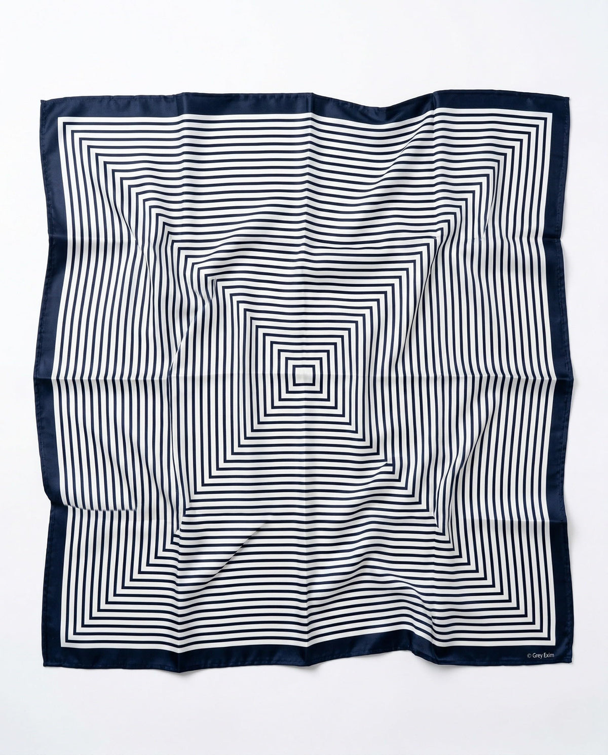 Grey Exim Women’s Polyester Crepe Scarf, Navy Blue & White Striped Print, Lightweight Fashion Scarf
