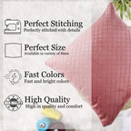 STITCHNEST Quilted Velvet Cushion Covers Set of 2 | Soft Peach | 16x16 Inches | Premium Sofa & Living Room Décor