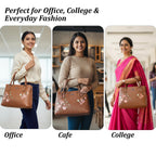 Siza Women Handbag for Office Use, Tote Bag for Women, Stylish Marron Shoulder Bag with Zipper, Multi Compartment Daily Use & Travel Handbag