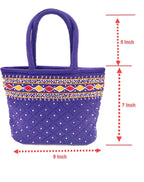 srishopify handicrafts MINI Size Women Hand Bags Small Size Banjara Handmade MINI Handle Bag For Girls Hand Purse 9X7X3 Inch (Beads And Thread Work MINI Pouch), Purple
