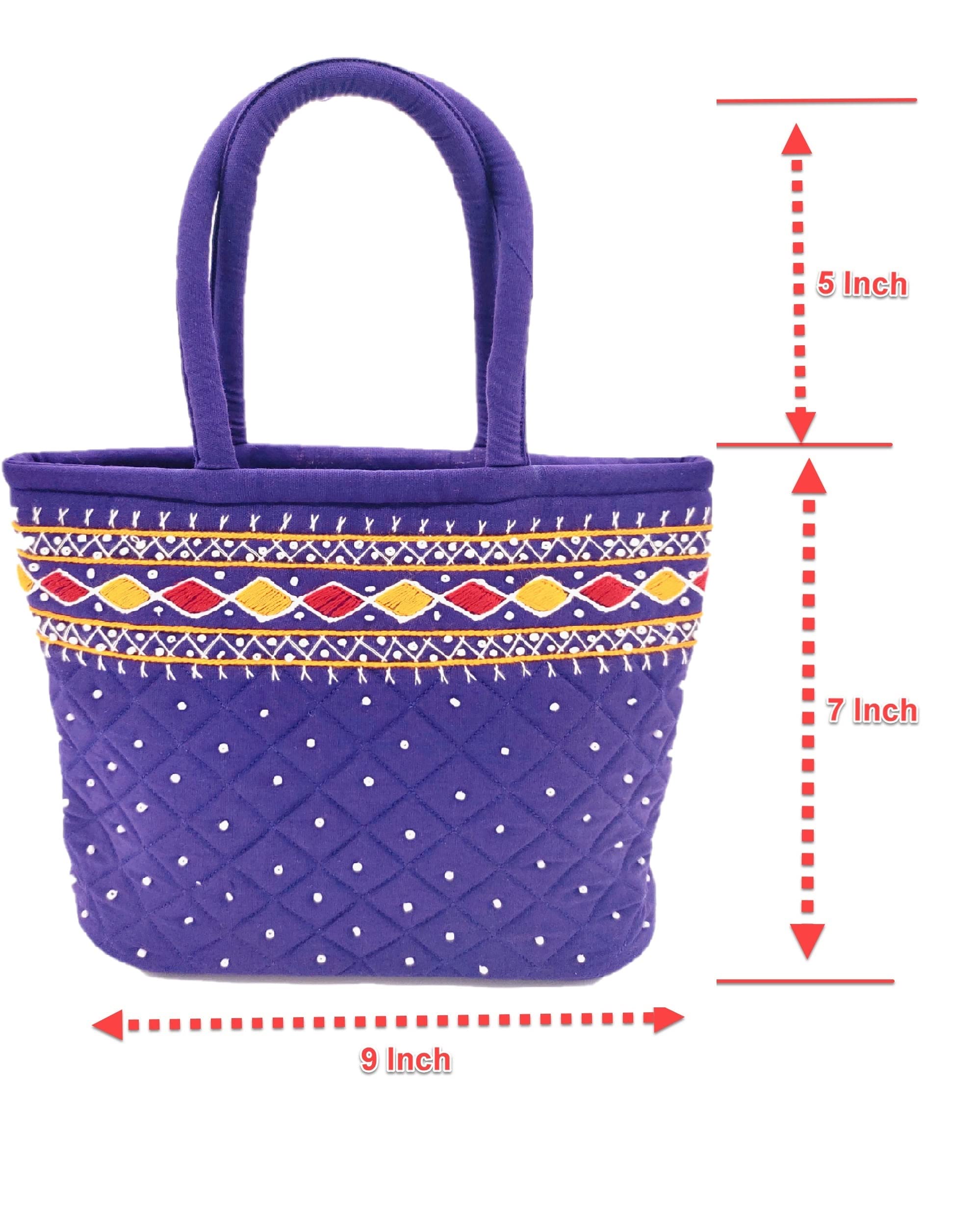 srishopify handicrafts MINI Size Women Hand Bags Small Size Banjara Handmade MINI Handle Bag For Girls Hand Purse 9X7X3 Inch (Beads And Thread Work MINI Pouch), Purple