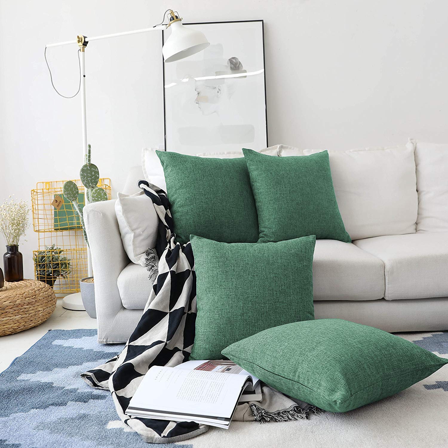 Khooti Jute Cushion Cover | 12x12| Green | Set of 1 | Throw Pillow Cover for Couches, Chairs, Sofas, Beds, Coffee Tables, Living Rooms, Bedrooms, Modern Boho Design