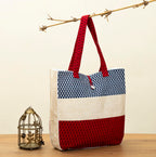 Shop Karishma Women's Reusable Shopping/Grocery Classic Tote Bag With Pocket Shoulder Cotton Handbag Travel Bag Multi-Purpose (Blue Red)