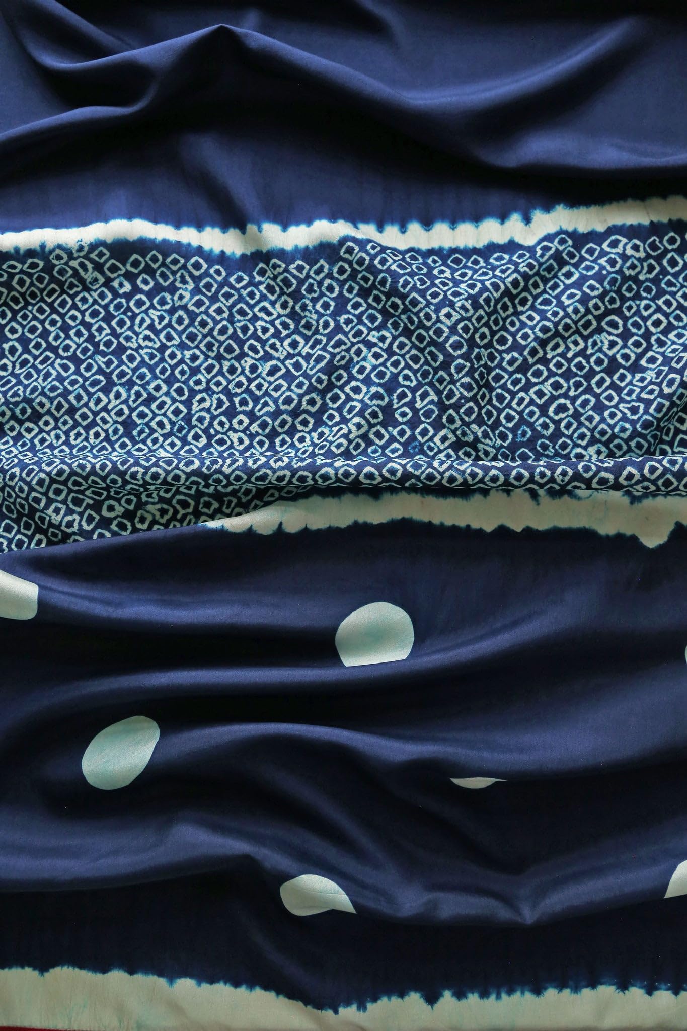 ULOS Women's Batik Hand Block Print Indigo Navy Blue Colored Pure Mul Cotton Scarf/Stole (22x72)