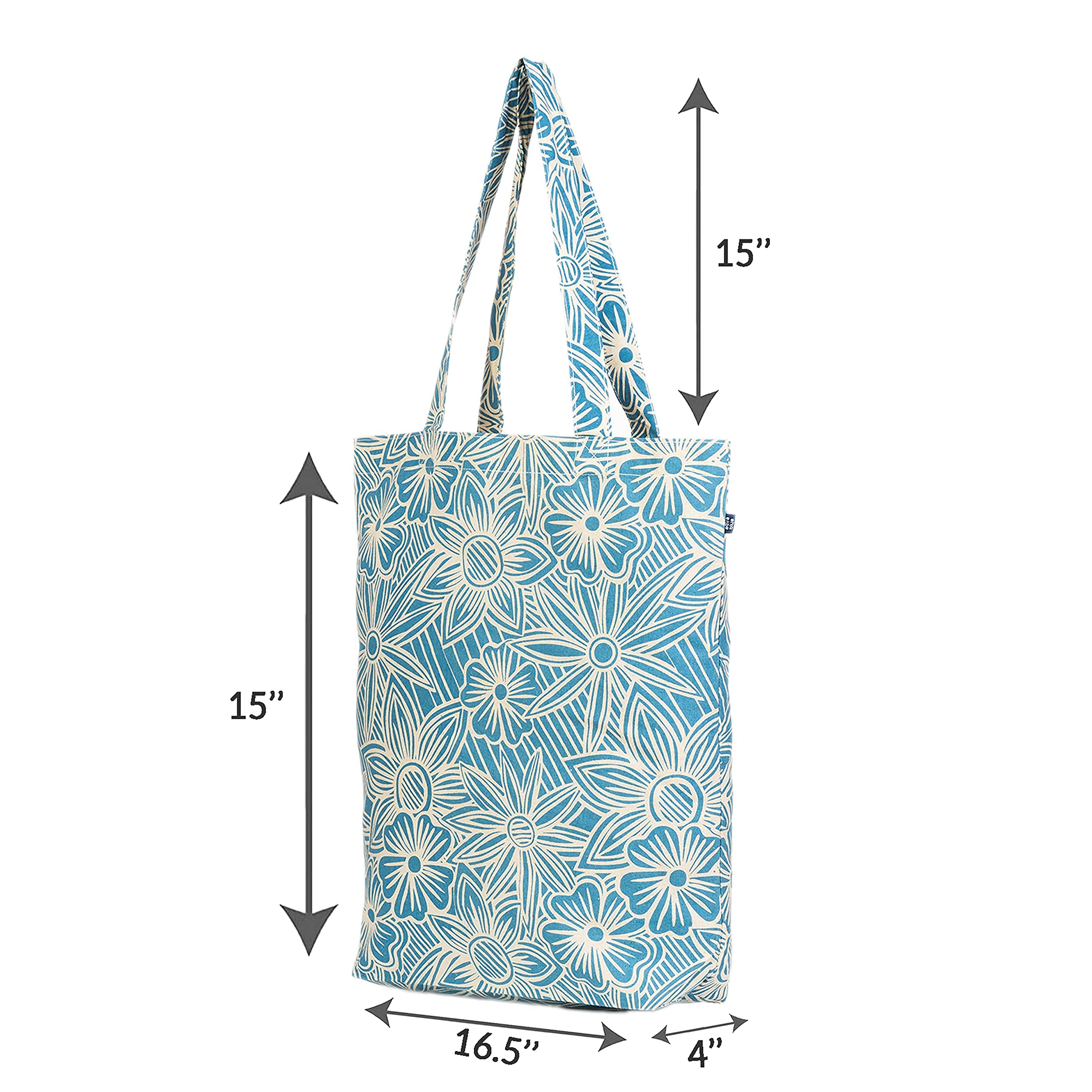 AQVA Printed Pack of 3 Cotton Tote Bag for Women | Trendy Stylish Multipurpose Handbags for Daily Use | Shoulder Bag for Shopping, Beach, Travel and Grocery | Set 2