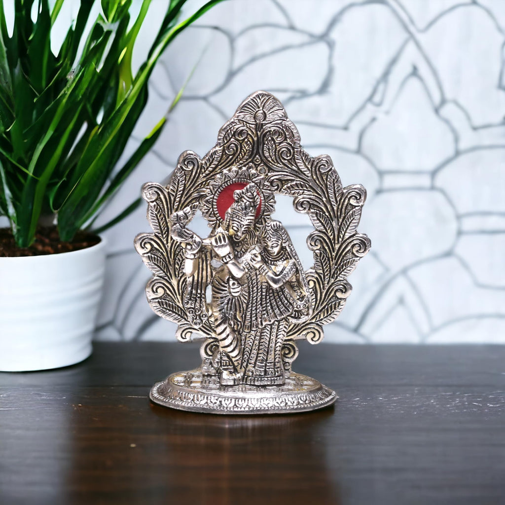 KridayKraft Aluminium Radha Krishna Pair Idol, Radha Krishna Statue, Standard, Pack of 1