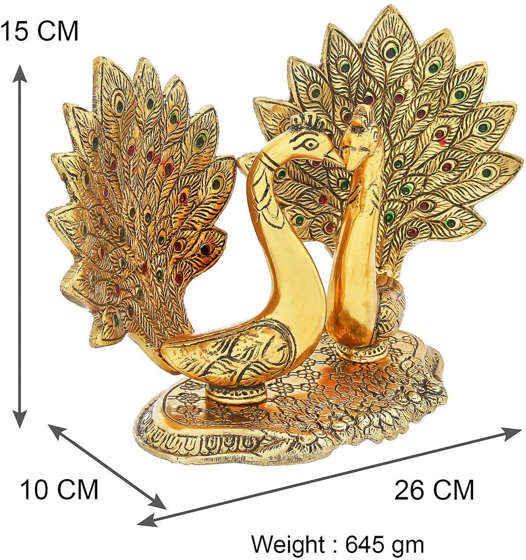 Prince Home Decor & Gifts Metal Handcrafted Pair of Kissing Duck Metal Decorative Showpiece Peacock Pair Decorative Showpiece(Aluminium, Gold)