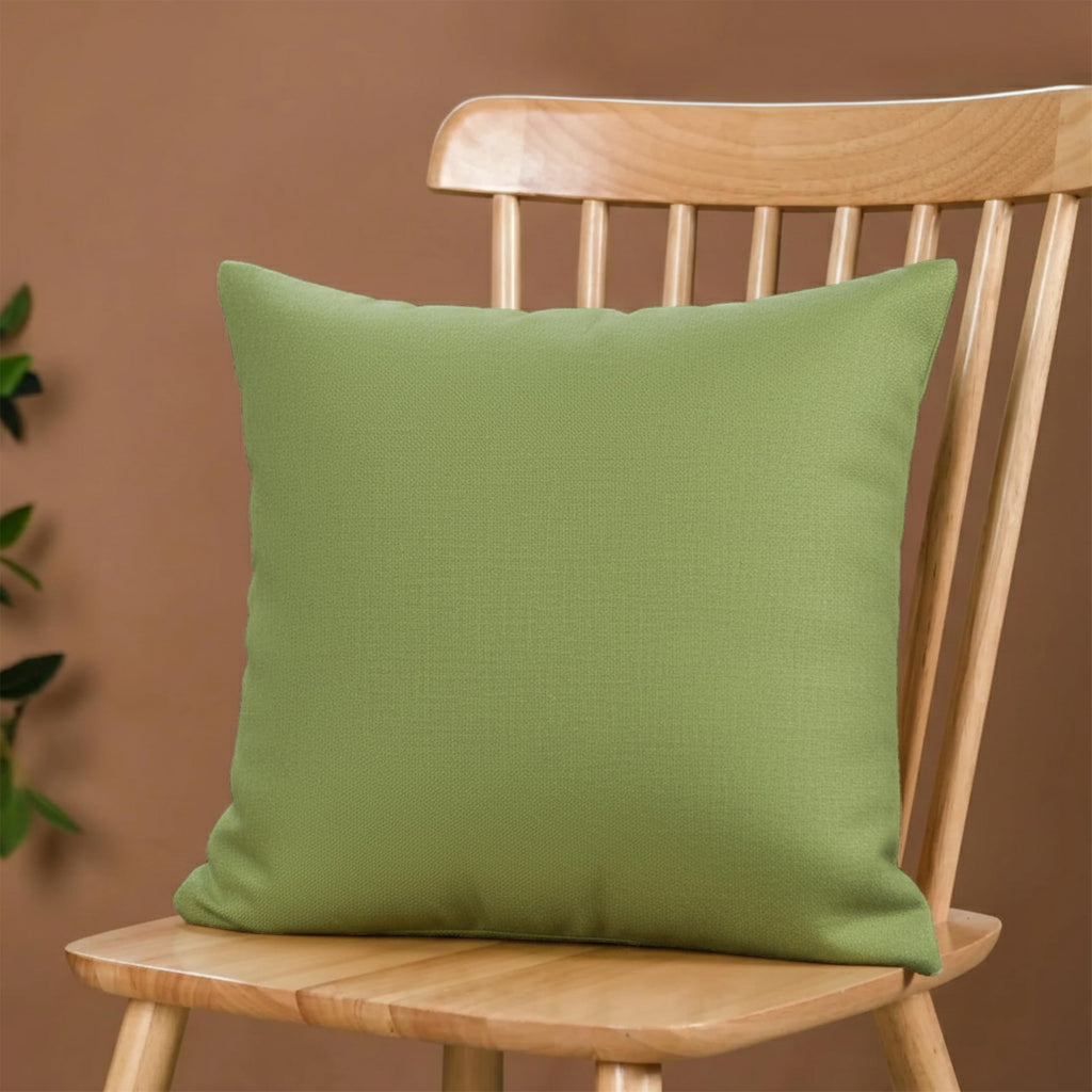 Yellow Weaves Cotton Canvas Decorative Cushion Covers, (24 X 24 Inches), Set of 2, Olive Green