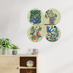 Artvibes Floral Animal Decorative Wall Art MDF Wooden Wall Hanger for Living Room | Modern Decoration Items | Festive Decor | Art Print | Paintings For Wall | Unique Gift Items (WH_8437N), Set of 4