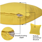 Yellow Weaves Cotton 250 TC Canvas Decorative Cushion Covers, (24 X 24 Inches), Set Of 5, Yellow