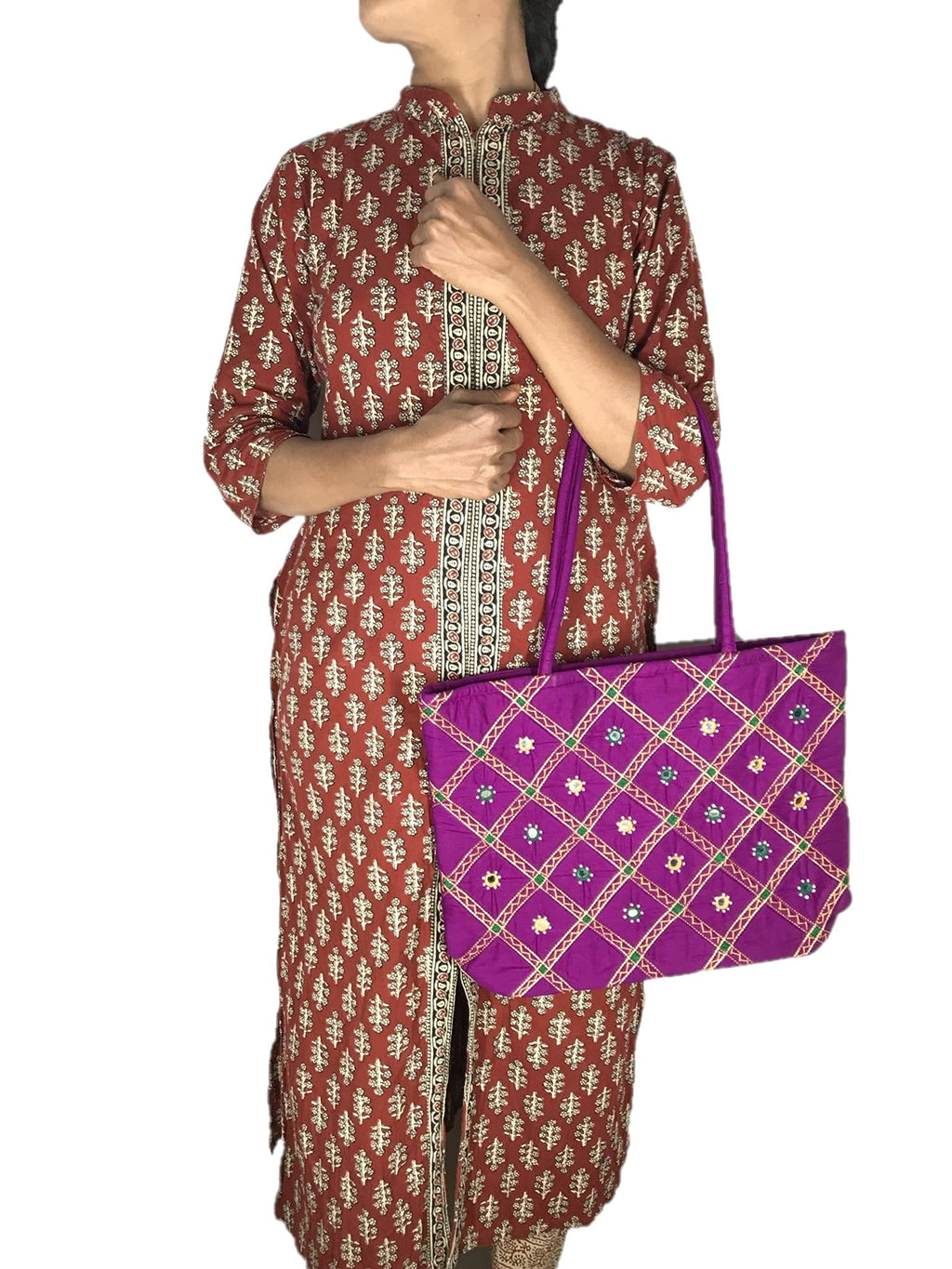 SriShopify HandMade Raksha Bhandhan gift for sister uniqe women handbags for ladies stylish rakhi gift for sister hand bag gifts for Girls Tote Bridal rakhi wedding marriage medium size