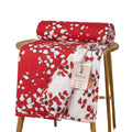 Trance Home Linen Premium 100% Cotton Dohar for Double Bed | 150 GSM | Reversible Ac Comforter | Light Weight All Season Soft Blanket (84x88 Inches | Red White Leaves) Kafalo