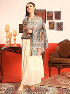 Pashmoda Women Guldasta Fine Wool Fabric Pashmina Kalamkari Embroidered Shawl (Size: 40x80in, 101x203cm) KAS13