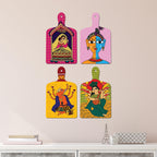 Artvibes Lord Ganesha & Mooshak Raj Ethnic Indian Classical Art Auspicious Wooden Art Work Wall Hanging | Spiritual Decor Items | Paintings | Wall Poster | Unique Gift Items (WH_5641N), Set of 4