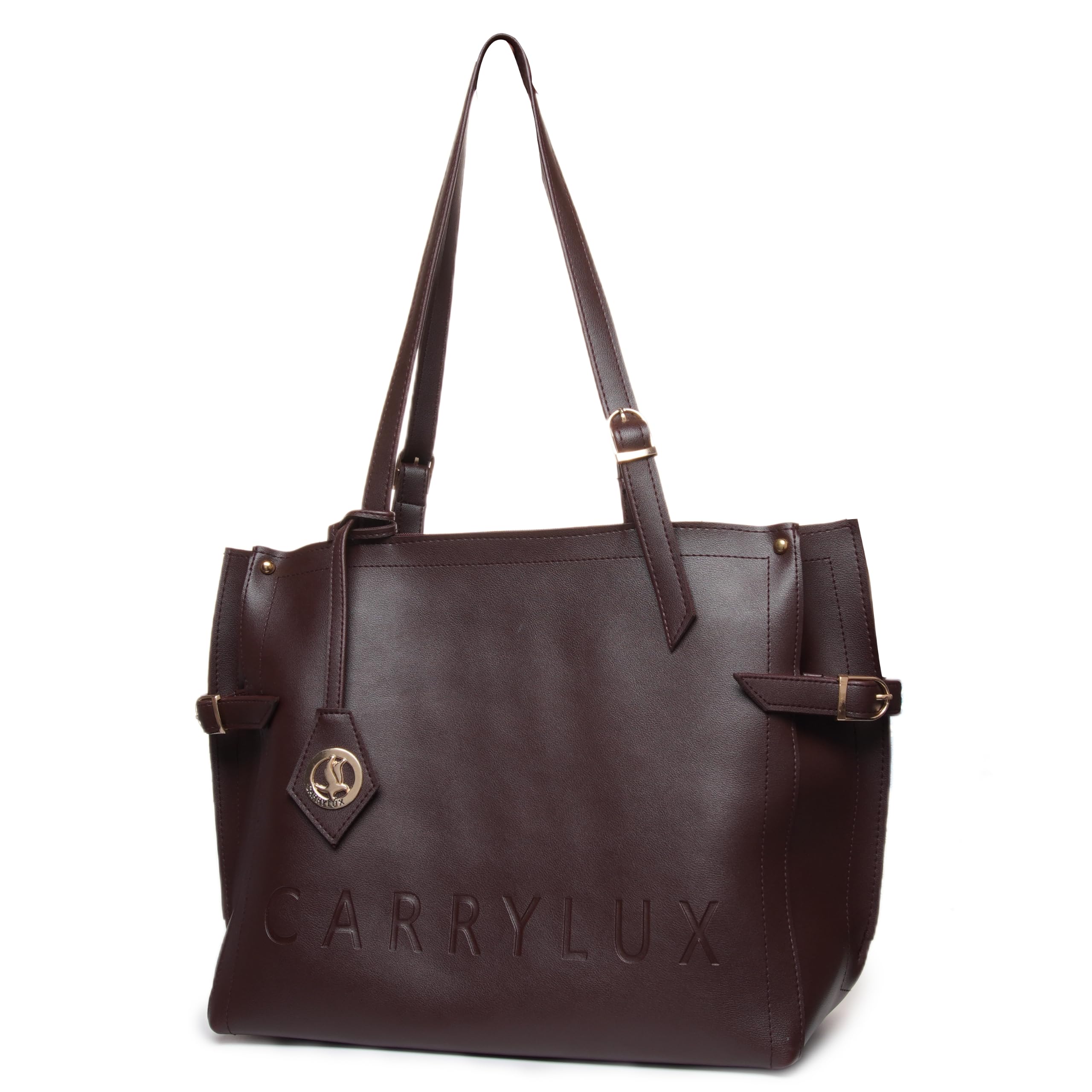Carrylux Women's Soft PU Tote Bag | Large Single Compartment Shoulder Handbag with Adjustable Strap | Office, College & Casual (Cofee Brown)