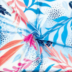 ONE ECHELON Satin Scarf for Women Lightweight Fashion Scarves, Wrap in Print Floral Pattern (Cool Blue)
