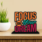 Artvibes Wooden Alphabet Idols and Figurine Focus On Your Dream Positive Quotes Table Decoration for Office Desk | Home Decor | Living Room | Modern Art Wooden Showpiece Gift Item (Sp_1158)