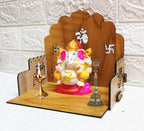 GiftDenaHai Beautiful Wooden Temple for Home and Office | Pooja Stand/Sinhasan/Pooja Mandir Perfect for Home (L-9.5, B-8, H-10 Inch) (Wooden Temple T103)