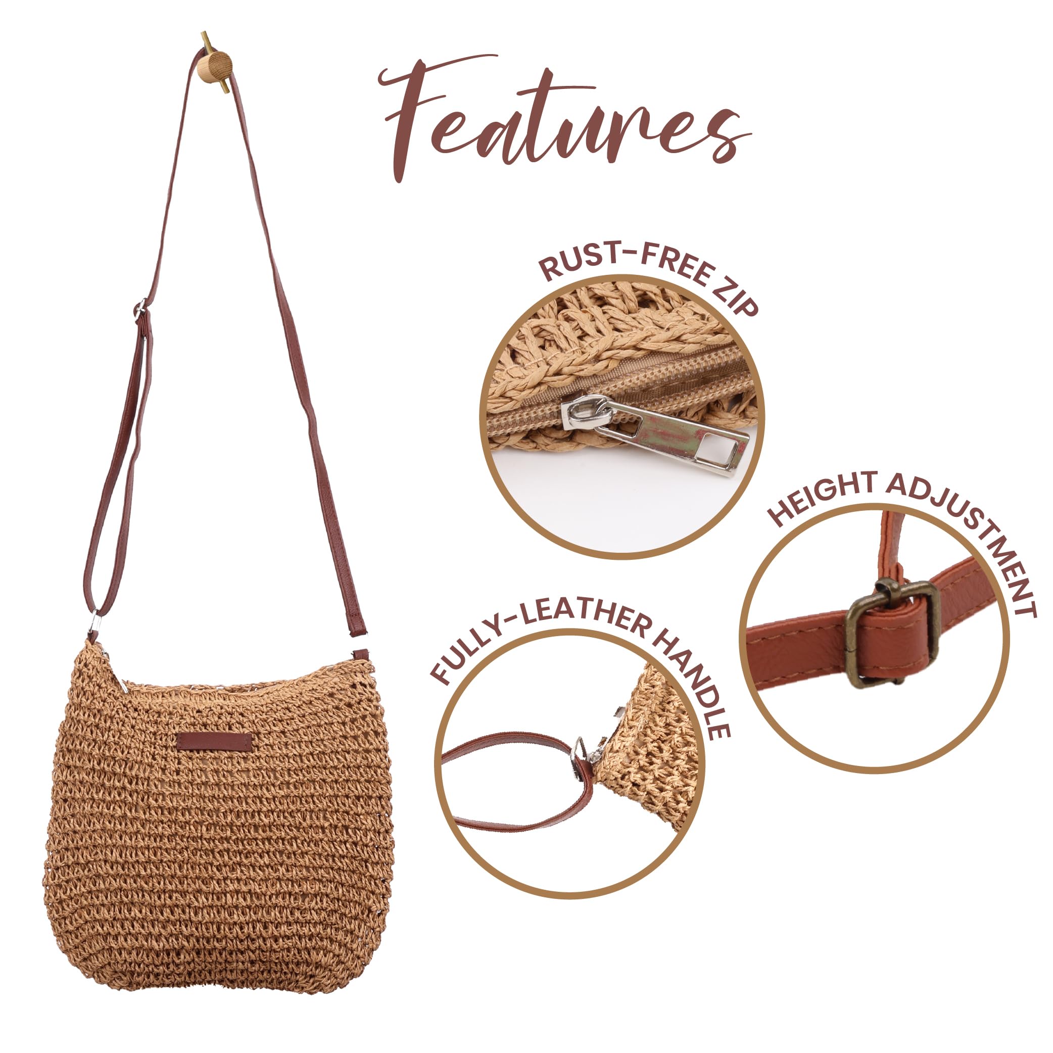 DENOVA Raffia Handbag with Lining | Beach bag, Women's Handbag, Tote Bag (Natural)