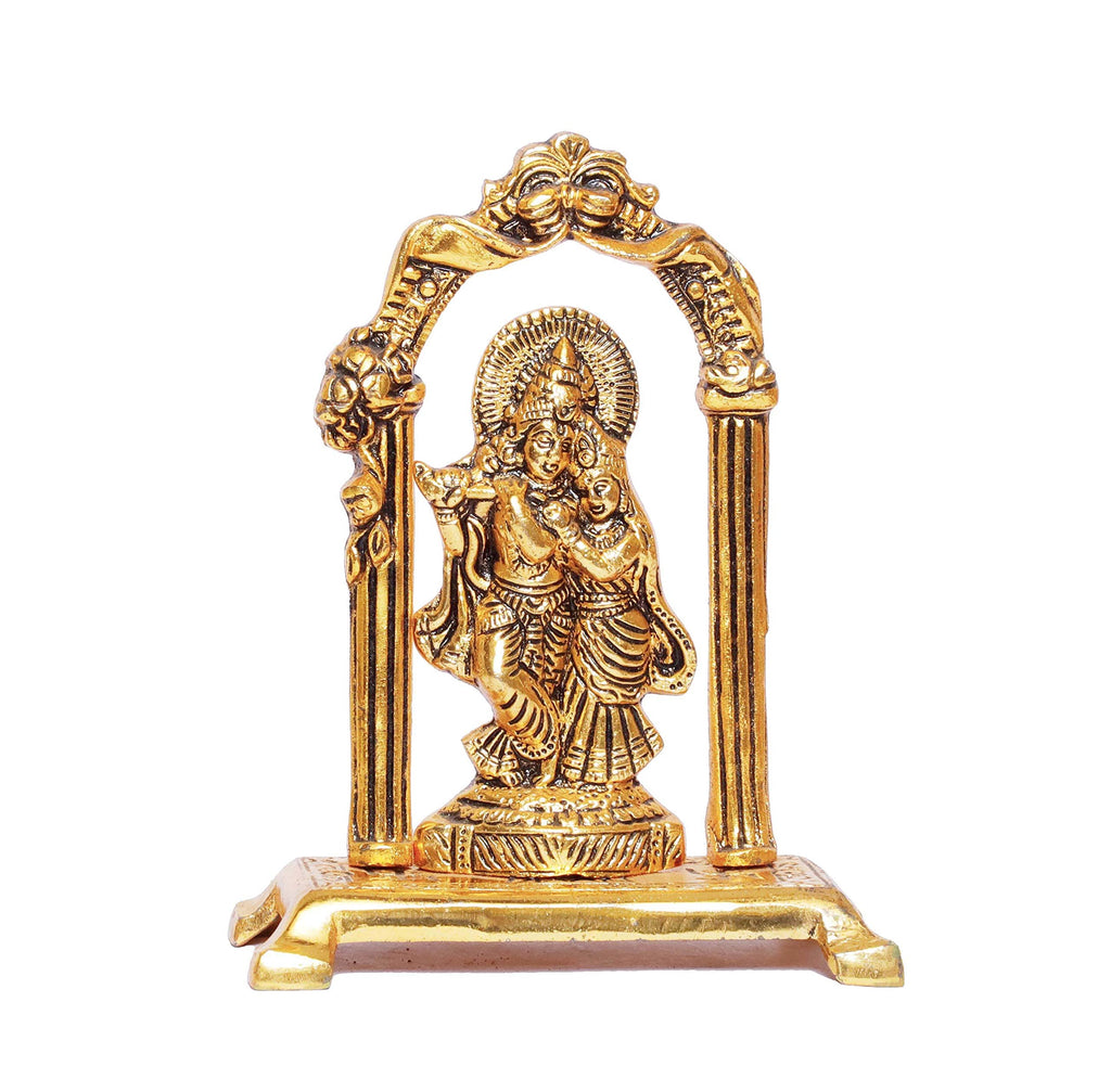 KridayKraft Metal Radha Krishna Statue Gold Plated Decor Your Home,Office & Radha Krishna Murti Idol Showpiece Figurines,Religious Krishna Idol Gift Article...