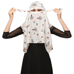 7 season's Cotton Scarf Cum Mask Universal Size Usable For Vehicle Driver For Sunlight UV Protection White Printed Design For Girl & Women (ABCD - s), For Female