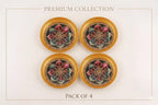 R AYURVEDA COPPER Metal Set of 4 Ornate Dessert Serving Plates - 6 Inch Decorative Enamel & Gold Foiled Finish Trays - Perfect for Indian Sweets, Macarons, Festivals & Family Parties