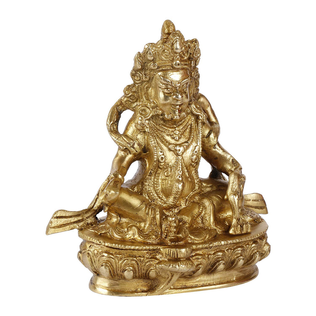 ARTVARKO Lord Kuber Brass Idol kubera for Wealth Prosperity of Money at Work Place and Home for Vastu Remedy Gift 5.5 Inches