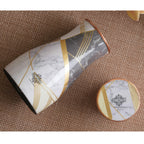 INDIAN ART VILLA Gold Marble Print Copper Water Bedroom Bottle, Designer Copper Drinkware, Volume- 950 ML