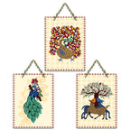 Artvibes Aesthetic Peacock & Tree Classical Art Decorative Wooden Wall Hanging For Living Room | Printed Wall Decoration | Graphic Artwork | Wall Illustrations | Gift Items (WH_9687N), Set of 3