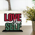 Artvibes Wooden Idols and Figurine Love Your Self Quotes Table Decor for Office Desk Alphabet Showpiece | Home Decoration Item | Living Room | Modern Gifting Items (Sp_1160)