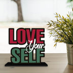 Artvibes Wooden Idols and Figurine Love Your Self Quotes Table Decor for Office Desk Alphabet Showpiece | Home Decoration Item | Living Room | Modern Gifting Items (Sp_1160)